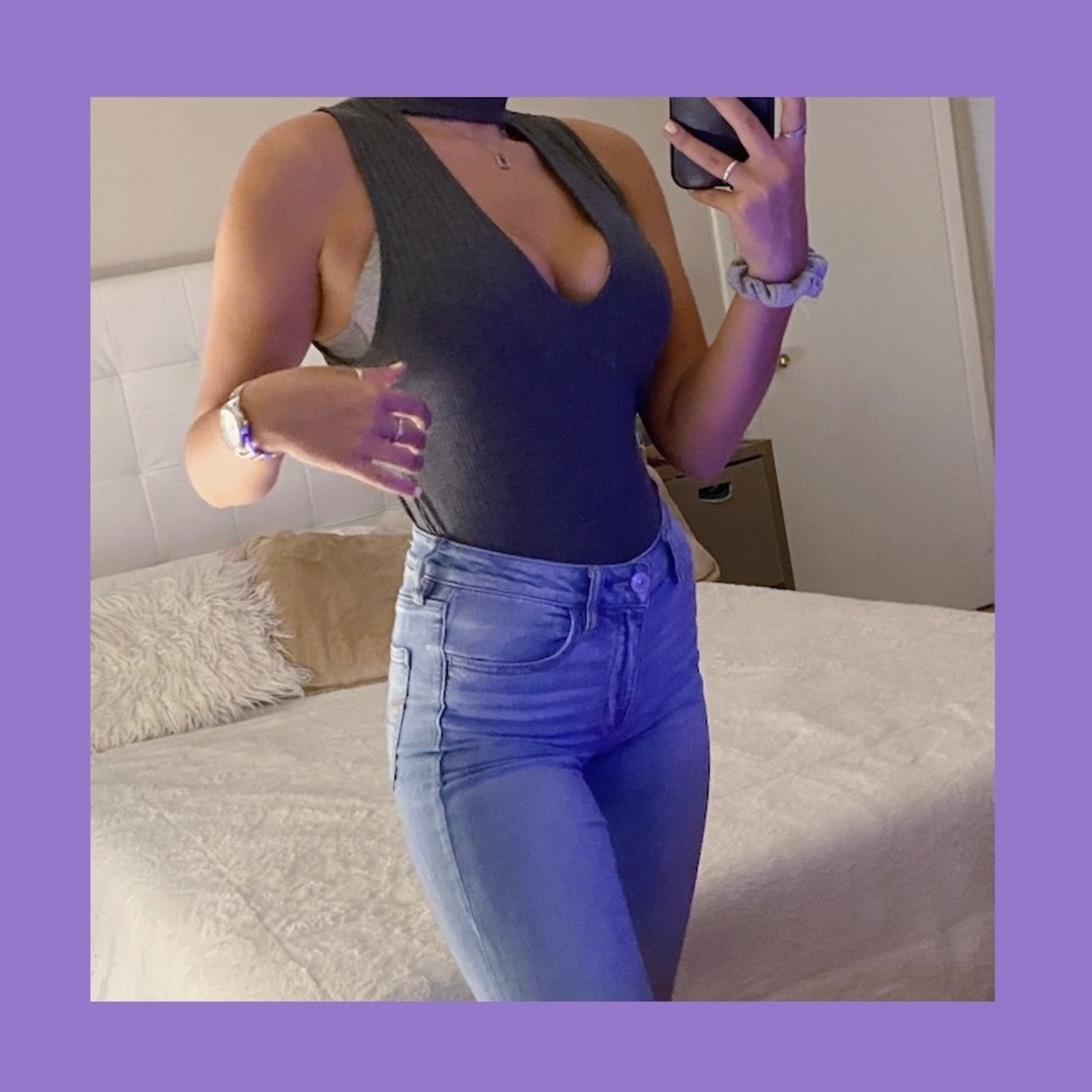 dark grey mock neck top !